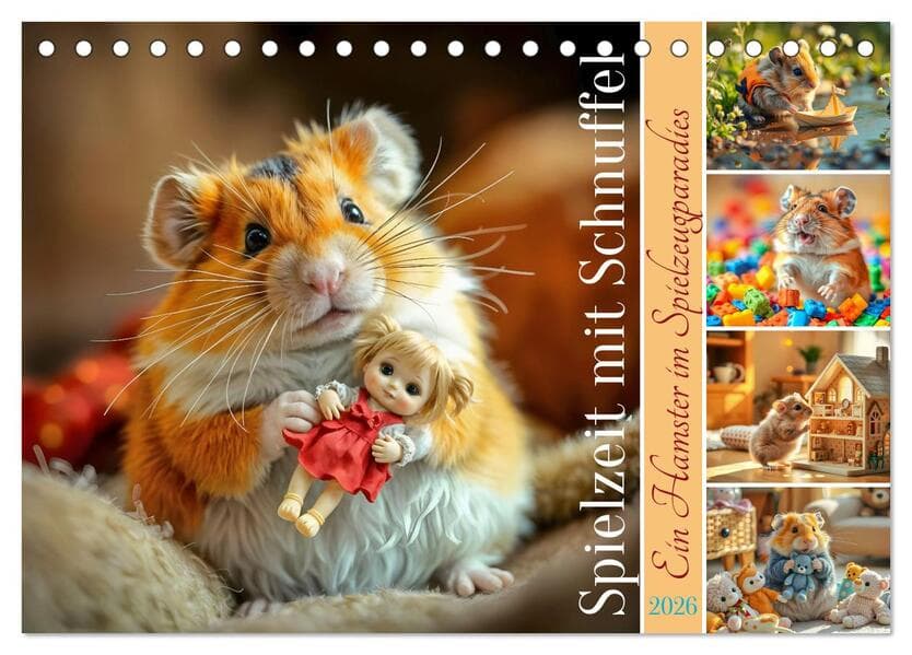 Spielzeit mit Schnuffel - Ein Hamster im Spielzeugparadies (Tischkalender 2026 DIN A5 quer), CALVENDO Monatskalender