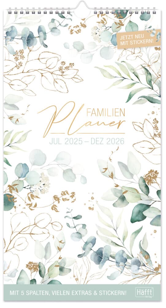 Familienplaner 25/26 Wand-Kalender 5-spaltig 18 Monate [Blattgold]