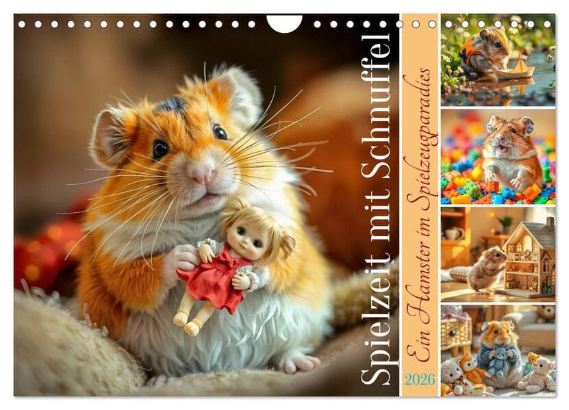 Spielzeit mit Schnuffel - Ein Hamster im Spielzeugparadies (Wandkalender 2026 DIN A4 quer), CALVENDO Monatskalender