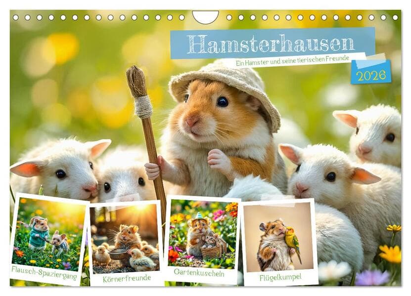Hamsterhausen - Ein Hamster und seine tierischen Freunde (Wandkalender 2026 DIN A4 quer), CALVENDO Monatskalender