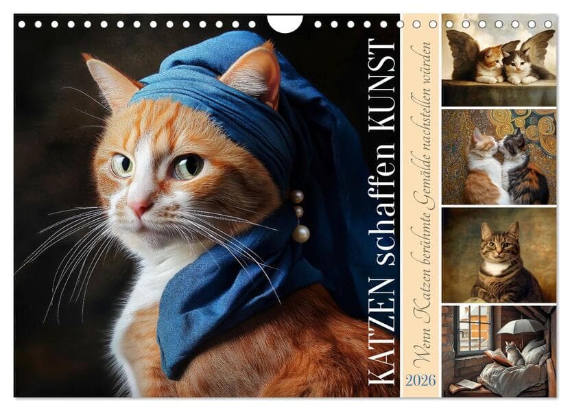 Katzen schaffen Kunst (Wandkalender 2026 DIN A4 quer), CALVENDO Monatskalender