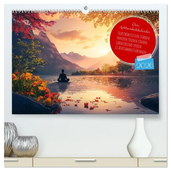 Dein Achtsamkeitskalender (hochwertiger Premium Wandkalender 2026 DIN A2 quer), Kunstdruck in Hochglanz