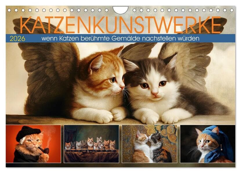 Katzenkunstwerke (Wandkalender 2026 DIN A4 quer), CALVENDO Monatskalender