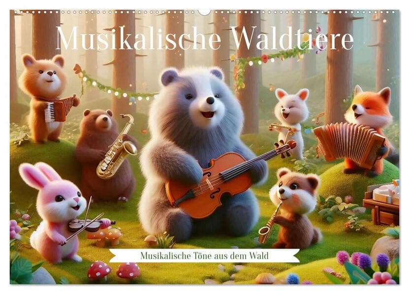 Musikalische Waldtiere (Wandkalender 2026 DIN A2 quer), CALVENDO Monatskalender