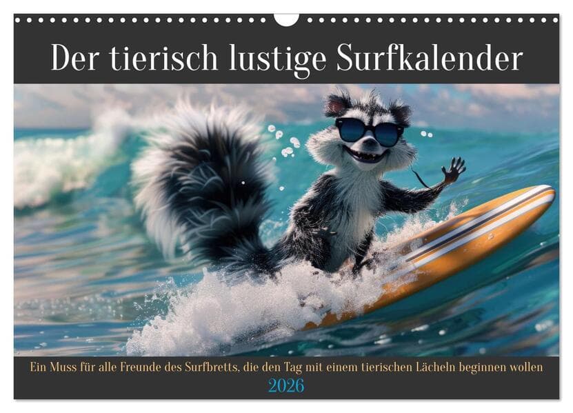 Der tierisch lustige Surfkalender (Wandkalender 2026 DIN A3 quer), CALVENDO Monatskalender
