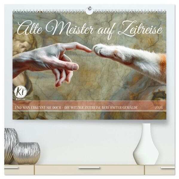 Alte Meister auf Zeitreise (hochwertiger Premium Wandkalender 2026 DIN A2 quer), Kunstdruck in Hochglanz