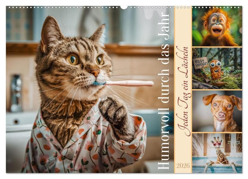 Humorvoll durch das Jahr (Wandkalender 2026 DIN A2 quer), CALVENDO Monatskalender