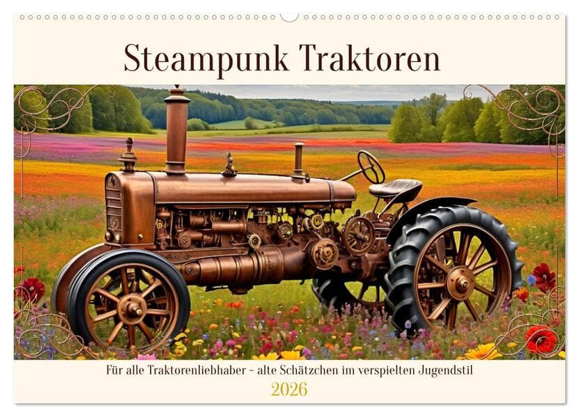 Steampunk Traktoren (Wandkalender 2026 DIN A2 quer), CALVENDO Monatskalender