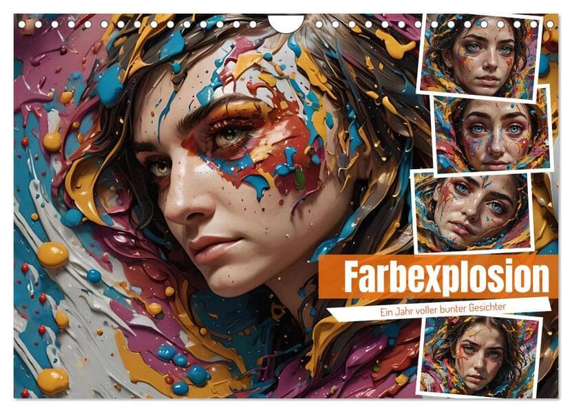 Farbexplosion - Ein Jahr voller bunter Gesichter (Wandkalender 2026 DIN A4 quer), CALVENDO Monatskalender