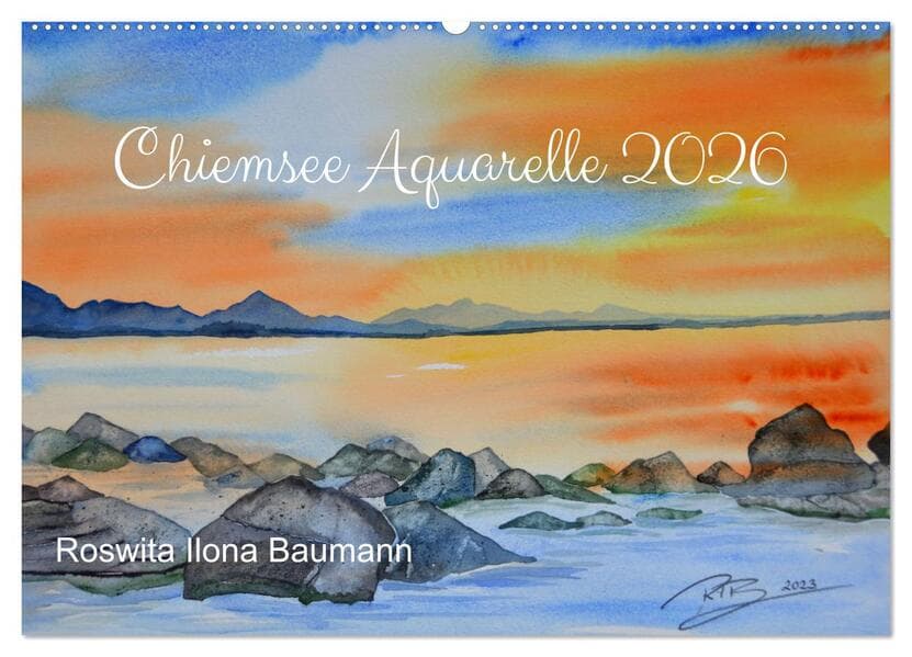 Chiemsee Aquarelle (Wandkalender 2026 DIN A2 quer), CALVENDO Monatskalender