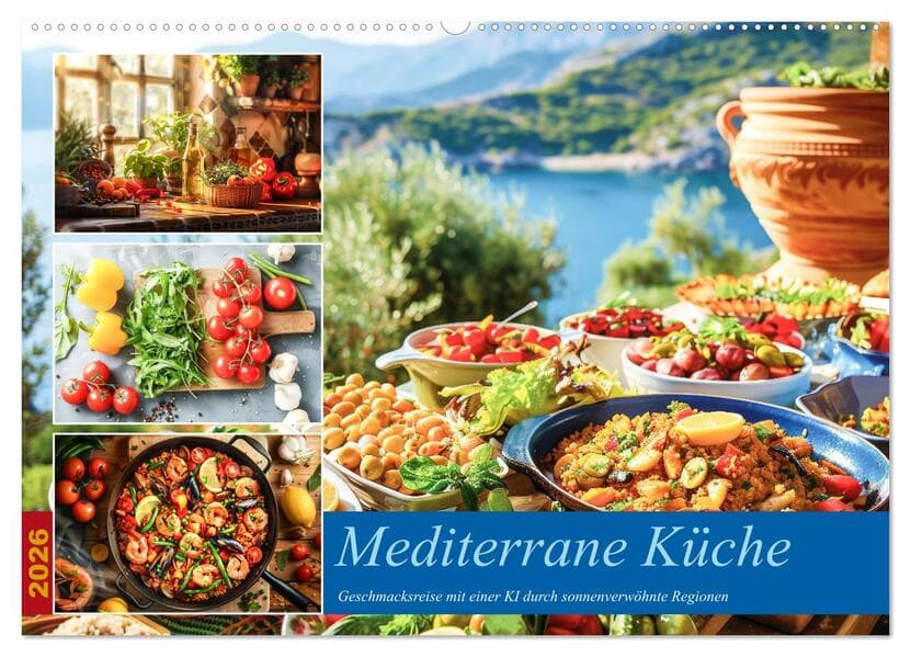 Mediterrane Küche (Wandkalender 2026 DIN A2 quer), CALVENDO Monatskalender
