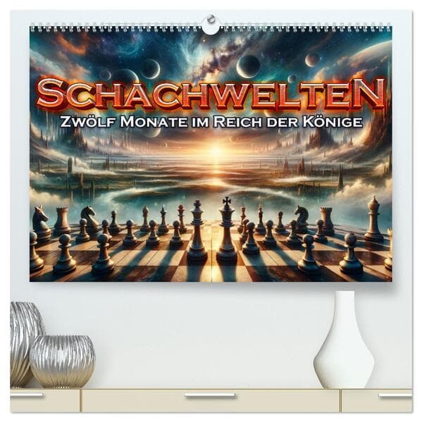 Schachwelten: Zwölf Monate im Reich der Könige (hochwertiger Premium Wandkalender 2026 DIN A2 quer), Kunstdruck in Hochglanz