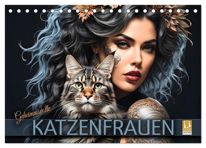 Geheimnisvolle Katzenfrauen (Tischkalender 2026 DIN A5 quer), CALVENDO Monatskalender