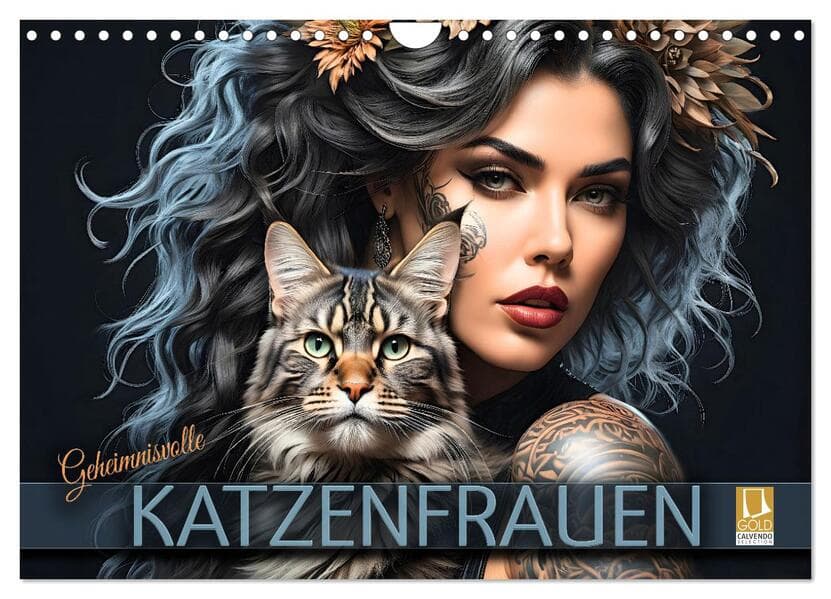 Geheimnisvolle Katzenfrauen (Wandkalender 2026 DIN A4 quer), CALVENDO Monatskalender