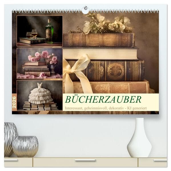 Bücherzauber (hochwertiger Premium Wandkalender 2026 DIN A2 quer), Kunstdruck in Hochglanz