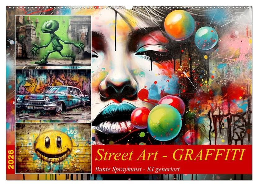 Street Art Graffiti (Wandkalender 2026 DIN A2 quer), CALVENDO Monatskalender