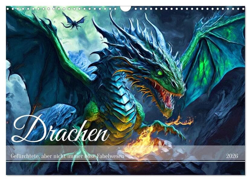 Drachen - Gefürchtete, aber nicht immer böse Fabelwesen (Wandkalender 2026 DIN A3 quer), CALVENDO Monatskalender