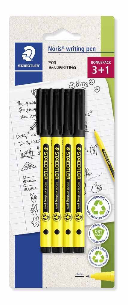 STAEDTLER Noris® writing pen 307, 4 x Fineliner, schwarz, 307-9 BK4