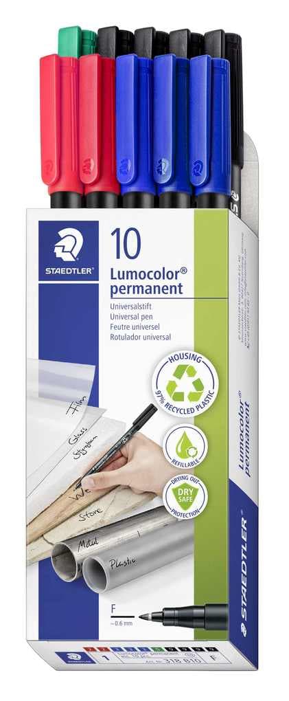 STAEDTLER Lumocolor permanent pen 318, Universalstift F, 10er Set