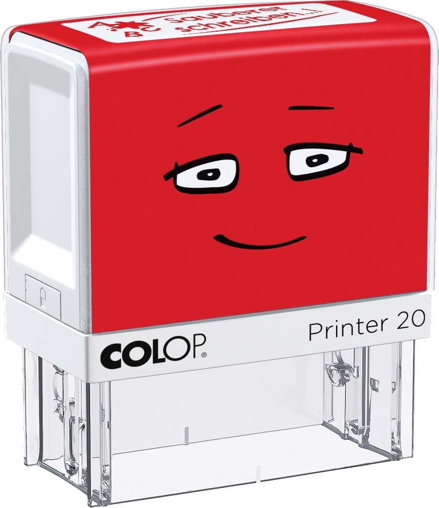 COLOP NIO School Motivations-Stempel, sauberer schreiben, Abdruckfarbe brave red, 38 x 14mm