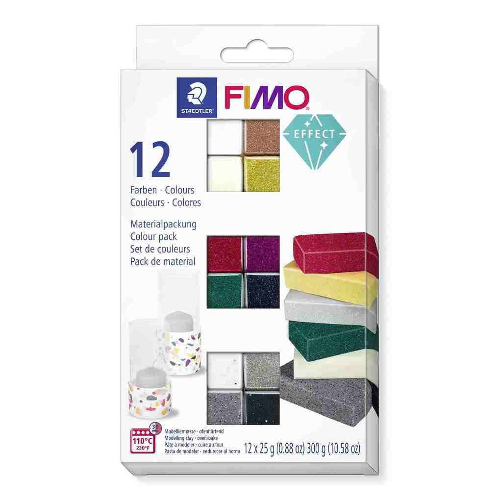 STAEDTLER FIMO effect 8013 , ofenhärtende Modelliermasse, "effect Basic", 12 Halbblöcken á 25 g, 8013 C12-1