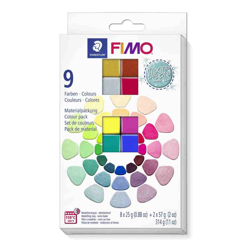 STAEDTLER FIMO effect 8013 , ofenhärtende Modelliermasse, "Mixing Pearls", 2x57 g Blöcken + 8 Halbblöcken á 25 g