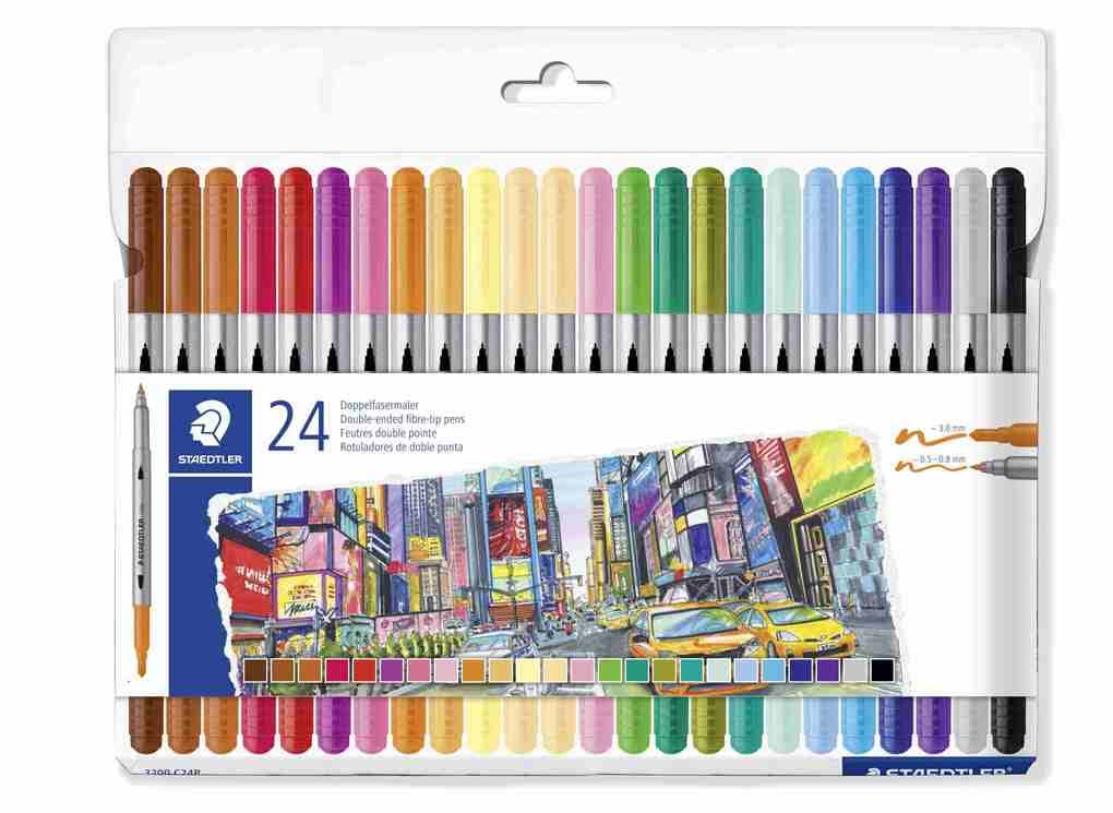 STAEDTLER STAEDTLER® 3200 Doppelfasermaler, 24er Set, 3200 C24P