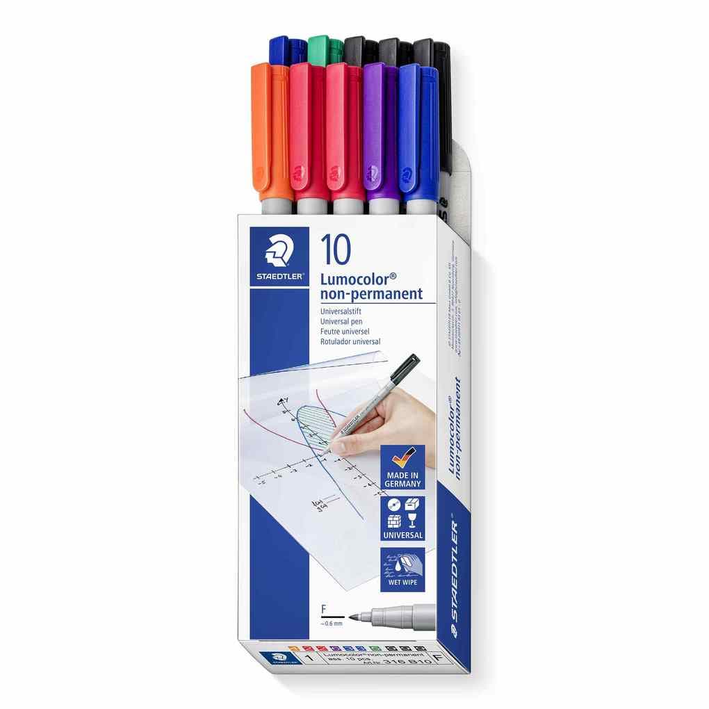 STAEDTLER Lumocolor non-permanent pen 316, Universalstift F, 10er Set