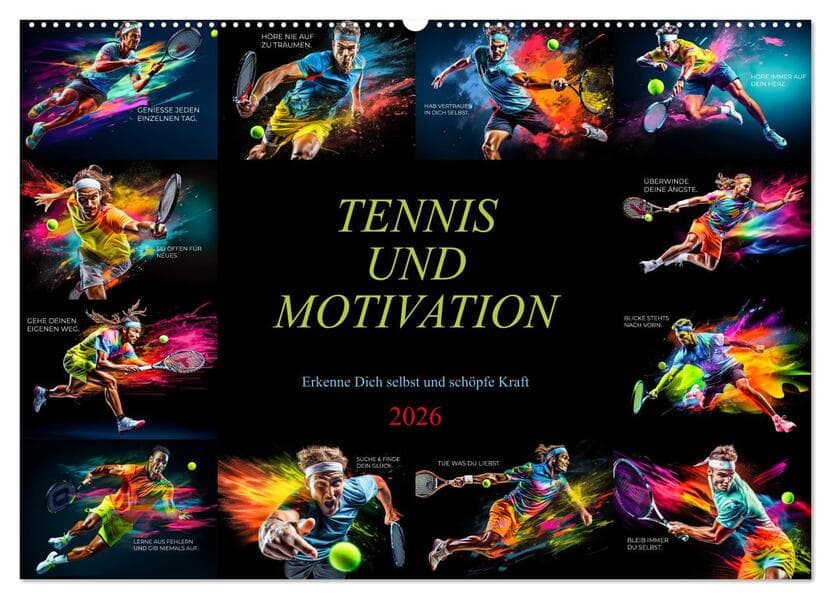 Tennis und Motivation (Wandkalender 2026 DIN A2 quer), CALVENDO Monatskalender