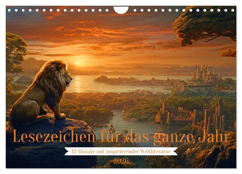 Lesezeichen für das ganze Jahr - 12 Monate mit inspirierender Weltliteratur (Wandkalender 2026 DIN A4 quer), CALVENDO Monatskalender