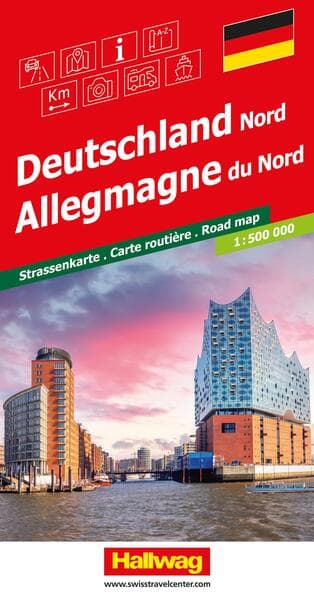 Hallwag Strassenkarte Deutschland Nord 1:500.000