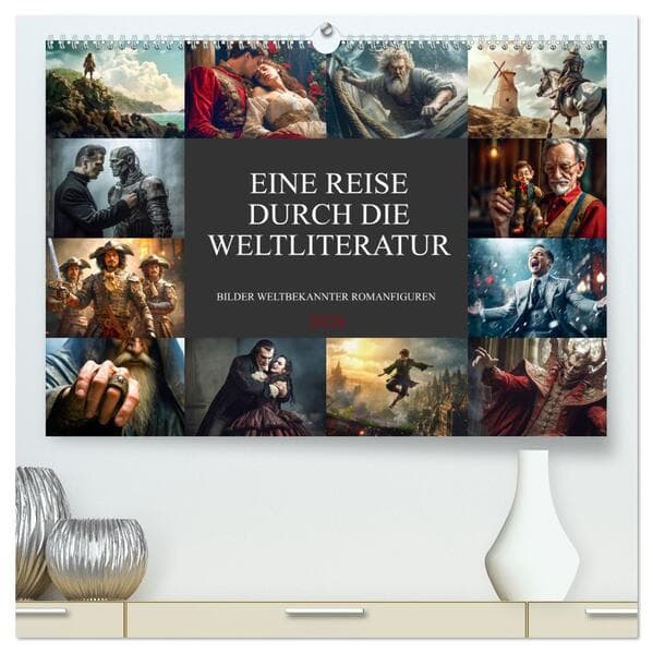 Eine Reise durch die Weltliteratur (hochwertiger Premium Wandkalender 2026 DIN A2 quer), Kunstdruck in Hochglanz
