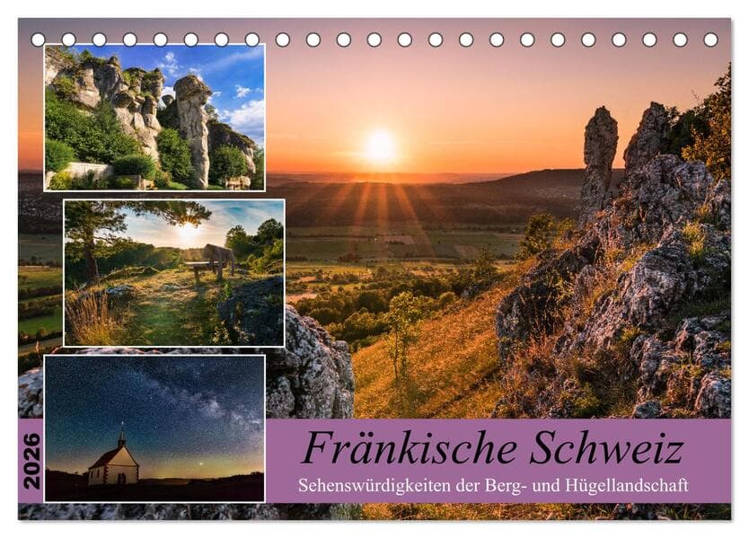 Fränkische Schweiz - Sehenswürdigkeiten der Berg- und Hügellandschaft (Tischkalender 2026 DIN A5 quer), CALVENDO Monatskalender