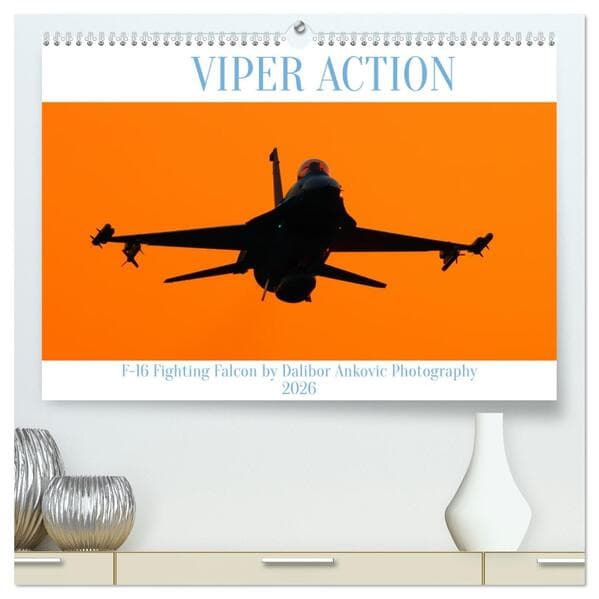 VIPER ACTION - F-16 FIGHTING FALCON (hochwertiger Premium Wandkalender 2026 DIN A2 quer), Kunstdruck