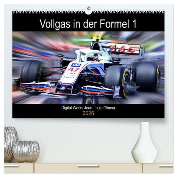 Vollgas in der Formel 1 (hochwertiger Premium Wandkalender 2026 DIN A2 quer), Kunstdruck in Hochglanz