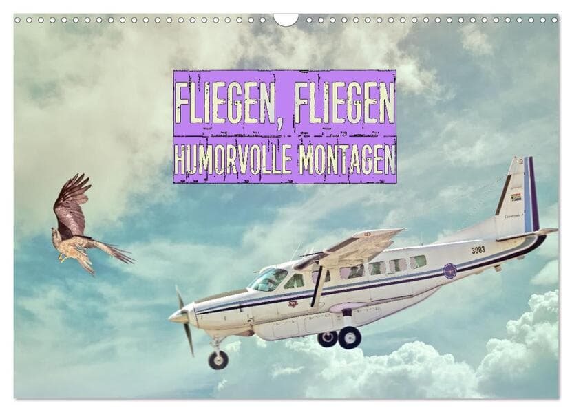 Fliegen, Fliegen - humorvolle Montagen (Wandkalender 2026 DIN A3 quer), CALVENDO Monatskalender