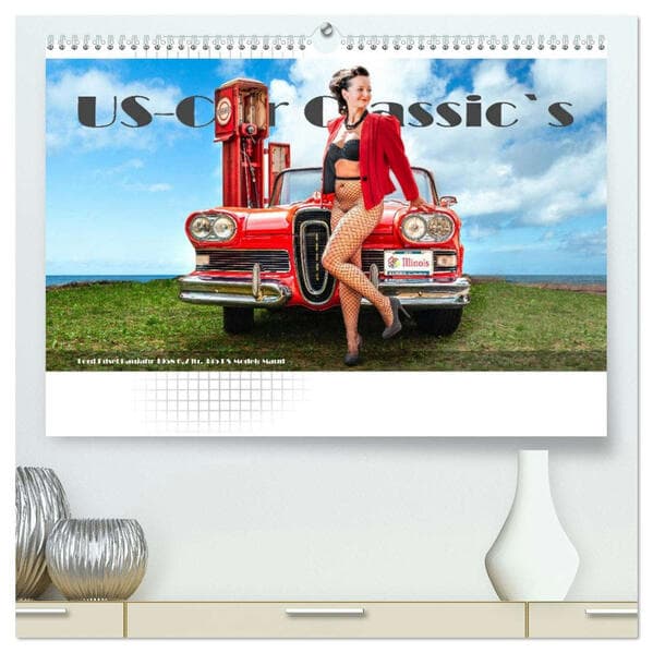 US-Car Classic's (hochwertiger Premium Wandkalender 2026 DIN A2 quer), Kunstdruck in Hochglanz