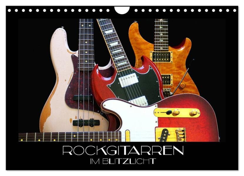 Rockgitarren im Blitzlicht (Wandkalender 2026 DIN A4 quer), CALVENDO Monatskalender
