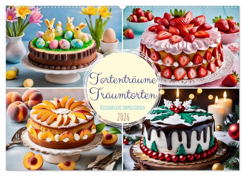 Tortenträume - Traumtorten (Wandkalender 2026 DIN A2 quer), CALVENDO Monatskalender