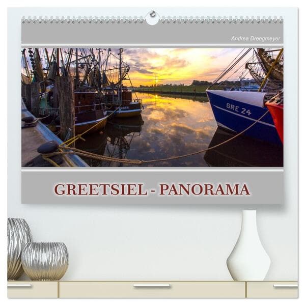 Greetsiel-Panorama (hochwertiger Premium Wandkalender 2026 DIN A2 quer), Kunstdruck in Hochglanz