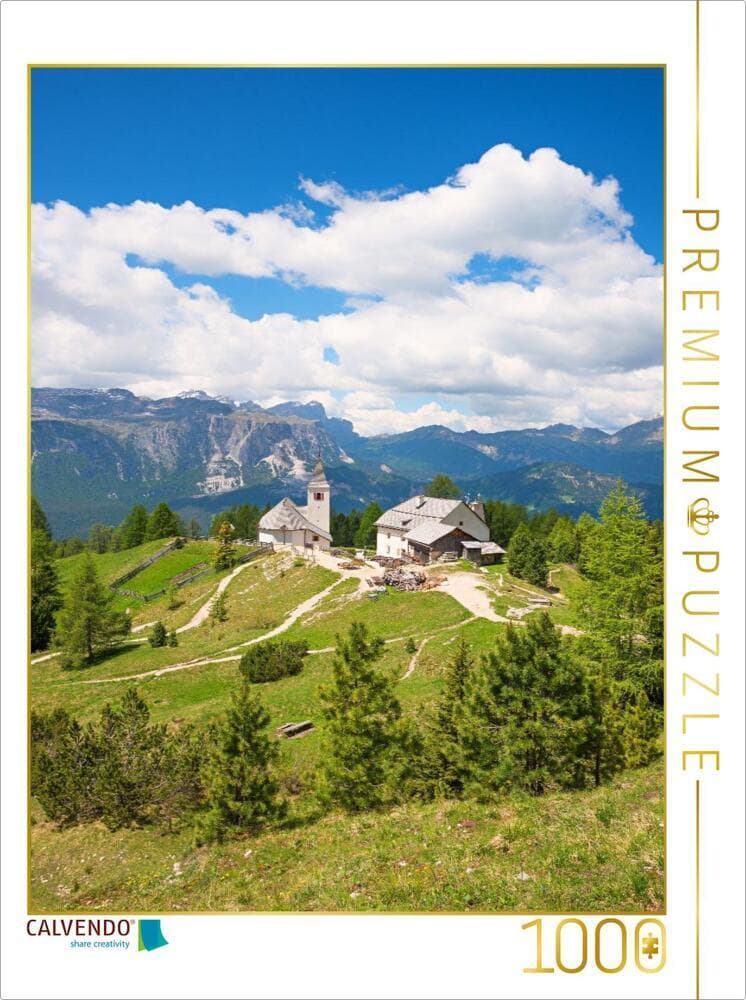 CALVENDO Puzzle Chiesa Santa Croce am Heiligkreuzkofel | 1000 Teile Lege-Größe 64x48cm Foto-Puzzle für glückliche Stunden
