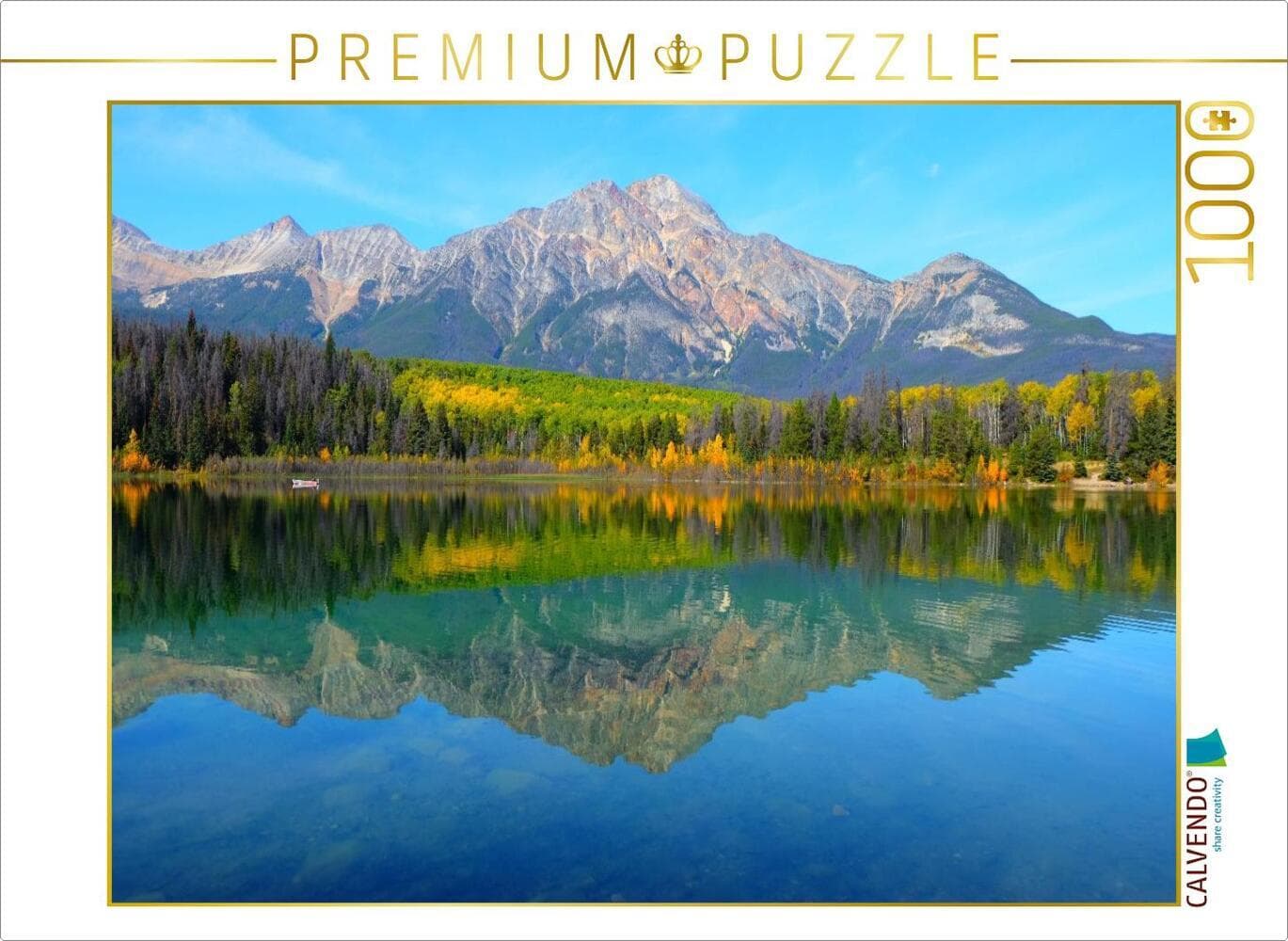 CALVENDO Puzzle Spiegel der Berge - Pyramid Lake im Jasper Nationalpark | 1000 Teile Lege-Größe 64x4