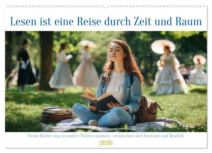 Lesen ist eine Reise durch Zeit und Raum (Wandkalender 2026 DIN A2 quer), CALVENDO Monatskalender