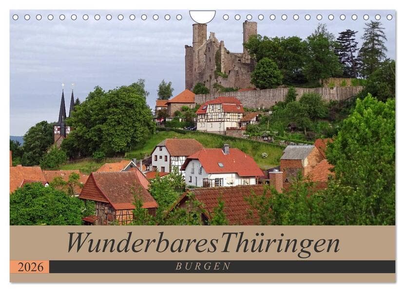 Wunderbares Thüringen - Burgen (Wandkalender 2026 DIN A4 quer), CALVENDO Monatskalender