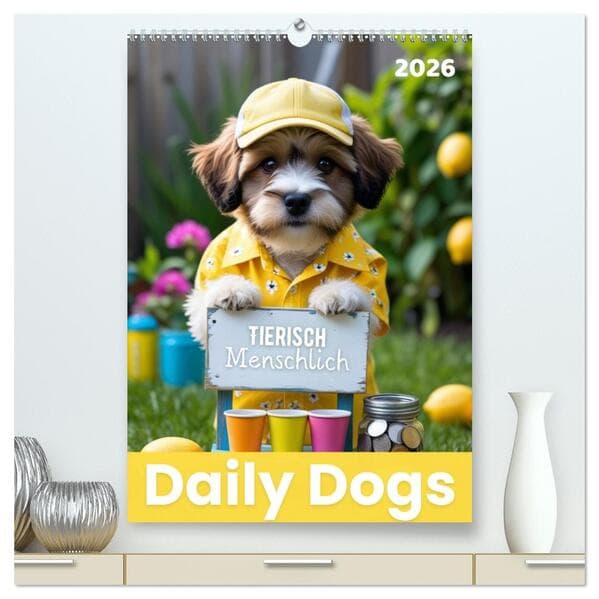 Daily Dogs - Tierisch menschlich (hochwertiger Premium Wandkalender 2026 DIN A2 hoch), Kunstdruck in