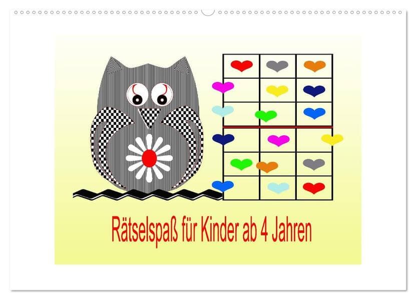 Rätselspaß für Kinder ab 4 Jahren (Wandkalender 2026 DIN A2 quer), CALVENDO Monatskalender
