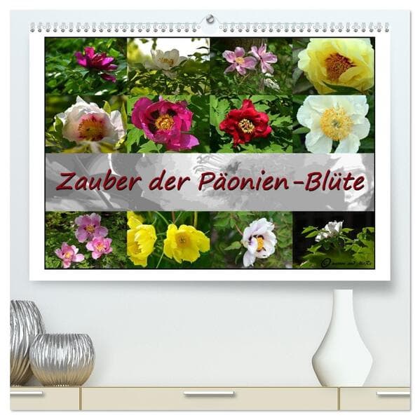 Zauber der Päonien-Blüte (hochwertiger Premium Wandkalender 2026 DIN A2 quer), Kunstdruck in Hochgla