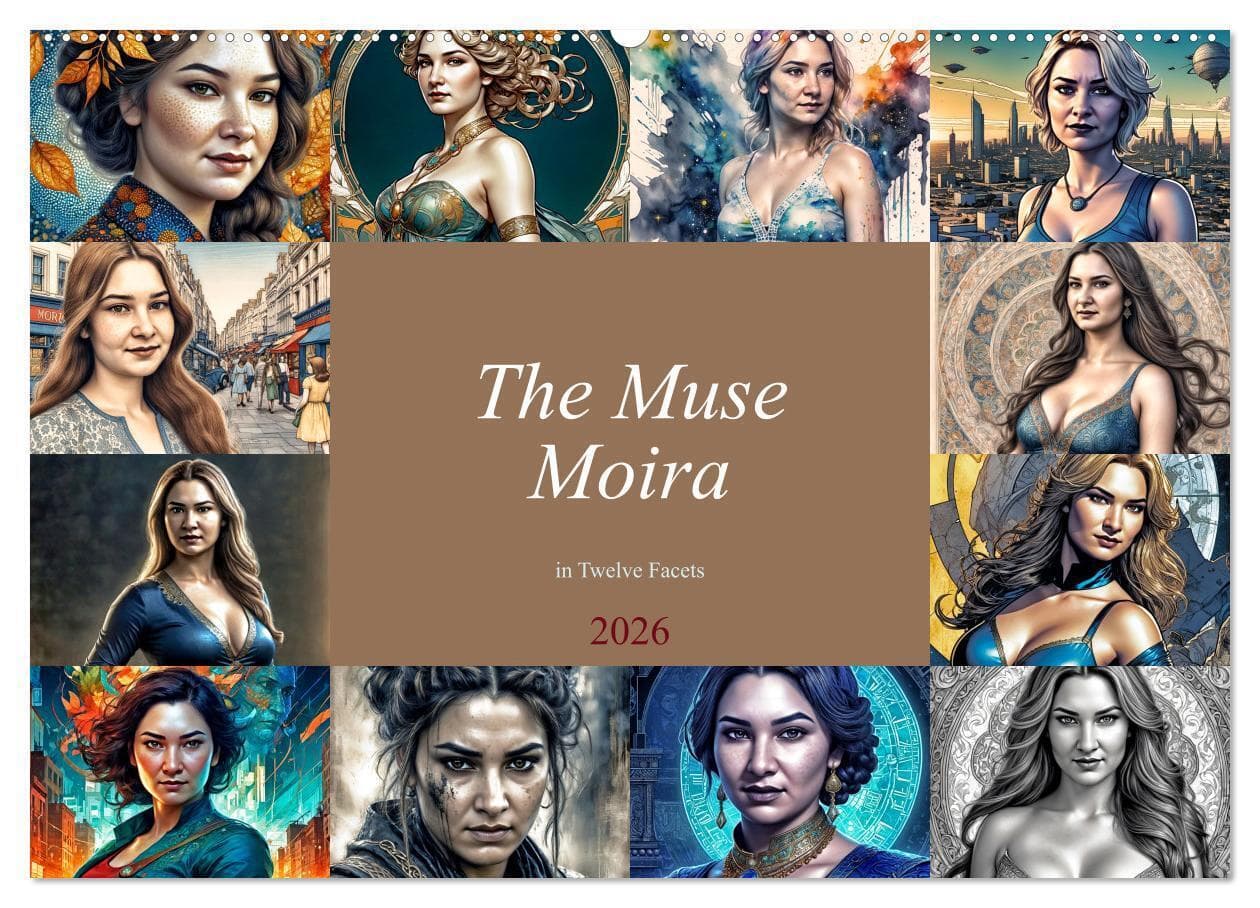 The Muse Moira in Twelve Facets (Wall Calendar 2026 DIN A2 landscape), CALVENDO 12 Month Wall Calendar