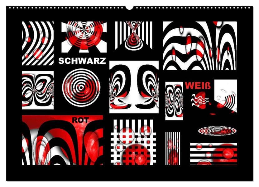 SCHWARZ, WEIß, ROT (Wandkalender 2026 DIN A2 quer), CALVENDO Monatskalender