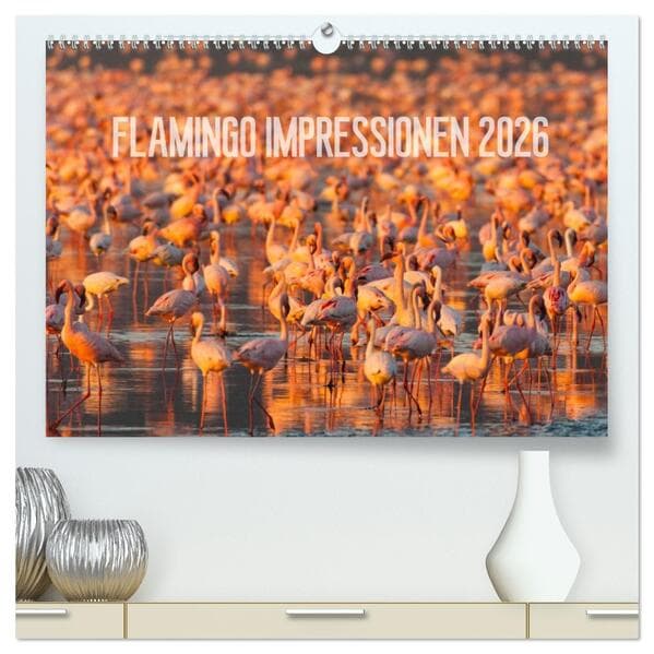 Flamingo Impressionen 2026 (hochwertiger Premium Wandkalender 2026 DIN A2 quer), Kunstdruck in Hochg